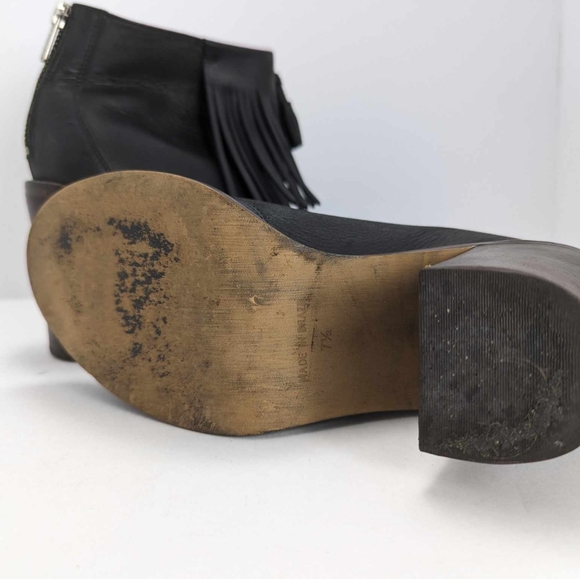Madewell Adi Fringe Leather Ankle Booties, Women's 7.5, Black - Picture 6 of 7